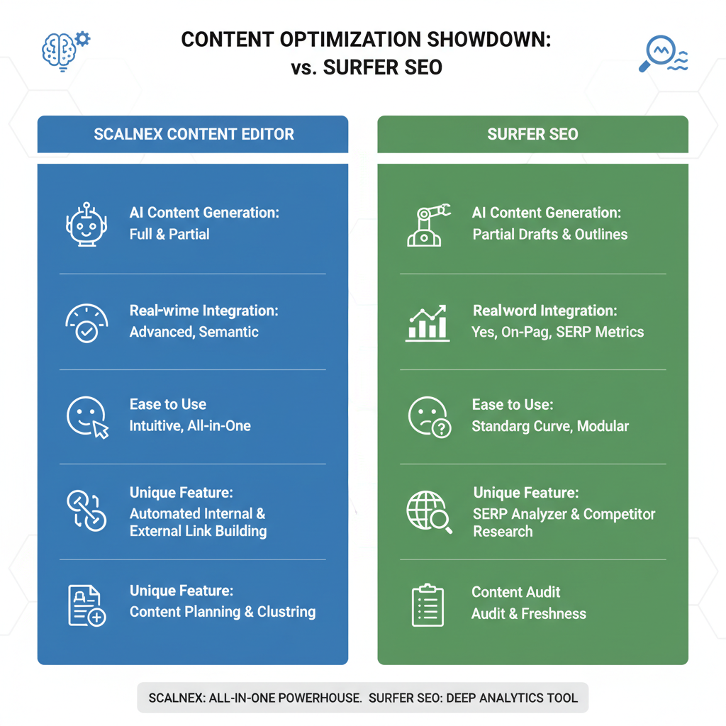 Scalnex Content Editor vs Surfer SEO: Which Wins? - illustration