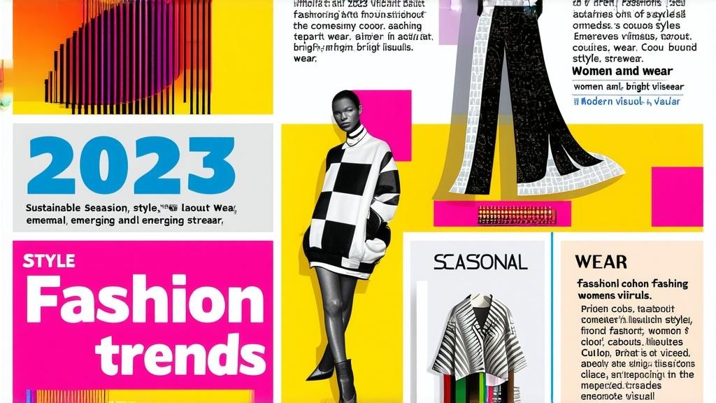 /imagine prompt: A vibrant infographic illustrating 2023 fashion trends, featuring sustainable styles, seasonal womens wear, and emerging streetwear. Modern layout, bright colors, engaging visuals,...